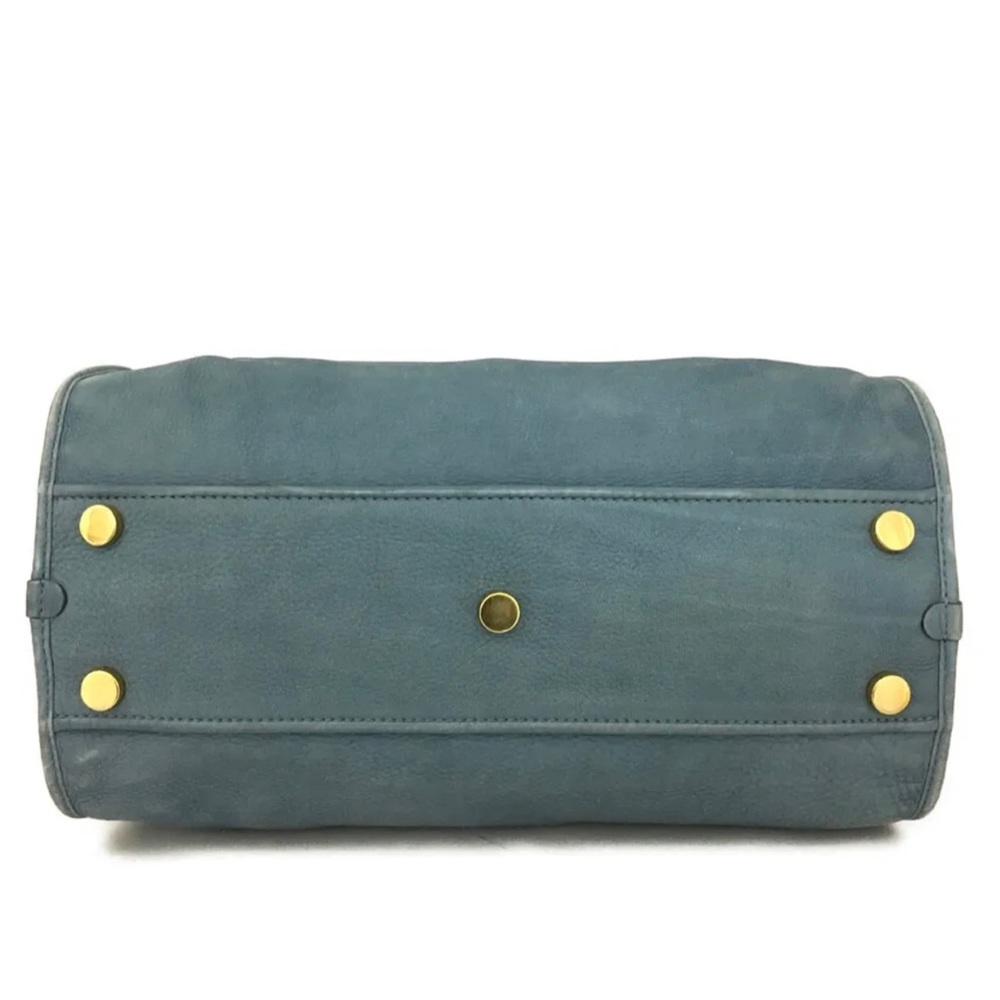 Authentic GUCCI Blue/Green Nubuck Leather Tote Satchel Bag - Picture 6 of 11